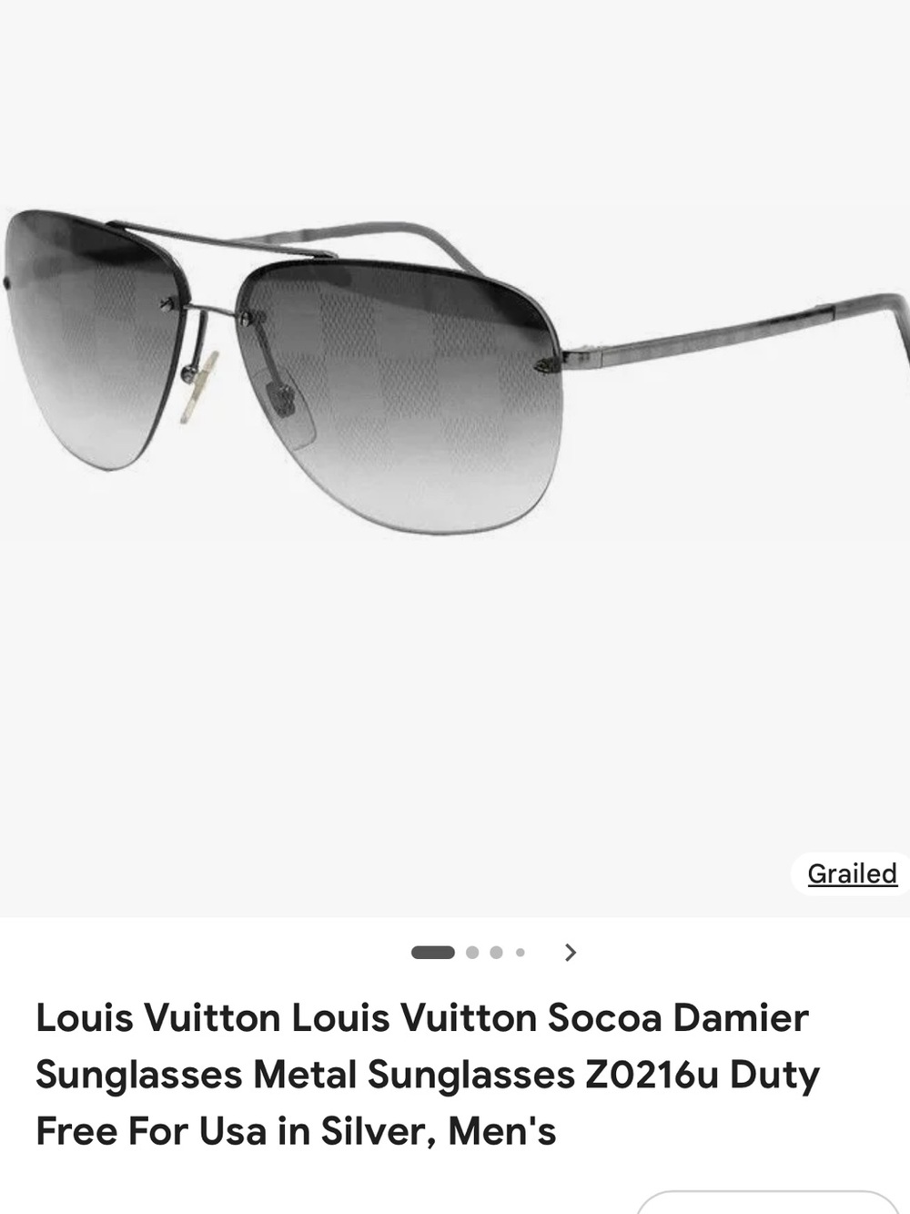 Louis Vuitton Silver Metal Aviator Sunglasses with Gray Gradient Lenses